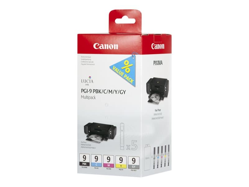 Canon 1034B013, Perusvärintuotto, Syaani, Harmaa, Magenta, Valokuva musta, Keltainen, 5 kpl, Monipakkaus