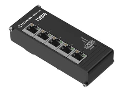 Teltonika NETWORKS TSF010 Flat Ethernet-kytkin, Ikke administreret, Fast Ethernet (10/100), Fuld duplex, DIN-kisko