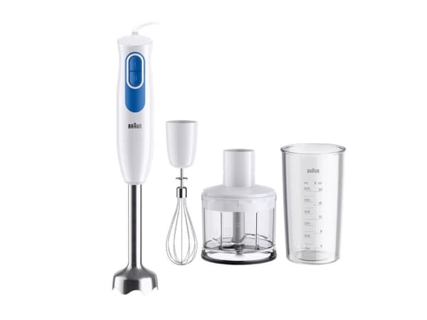 BRAUN MultiQuick 2 sauvasekoitin MQ20236MWH, 600W, ruostumattomasta teräksestä valmistetut terät, valkoinen/sininen