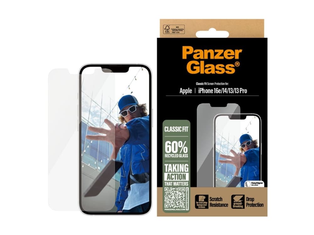 PanzerGlass - Matkapuhelimen näytönsuoja - klassinen istuvuus EasyAligner - lasi - lasi - For Iphone 16e /14/13/13 Pro