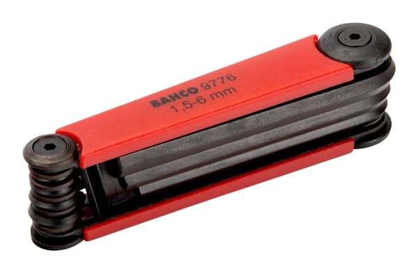BAHCO Unbrako® avainsarja, musta, metrinenBE-9776-sarja, 7 kpl1,5-2-2,5-3-4-5-6mm, veitsenpidikkeeseen asennettuna
