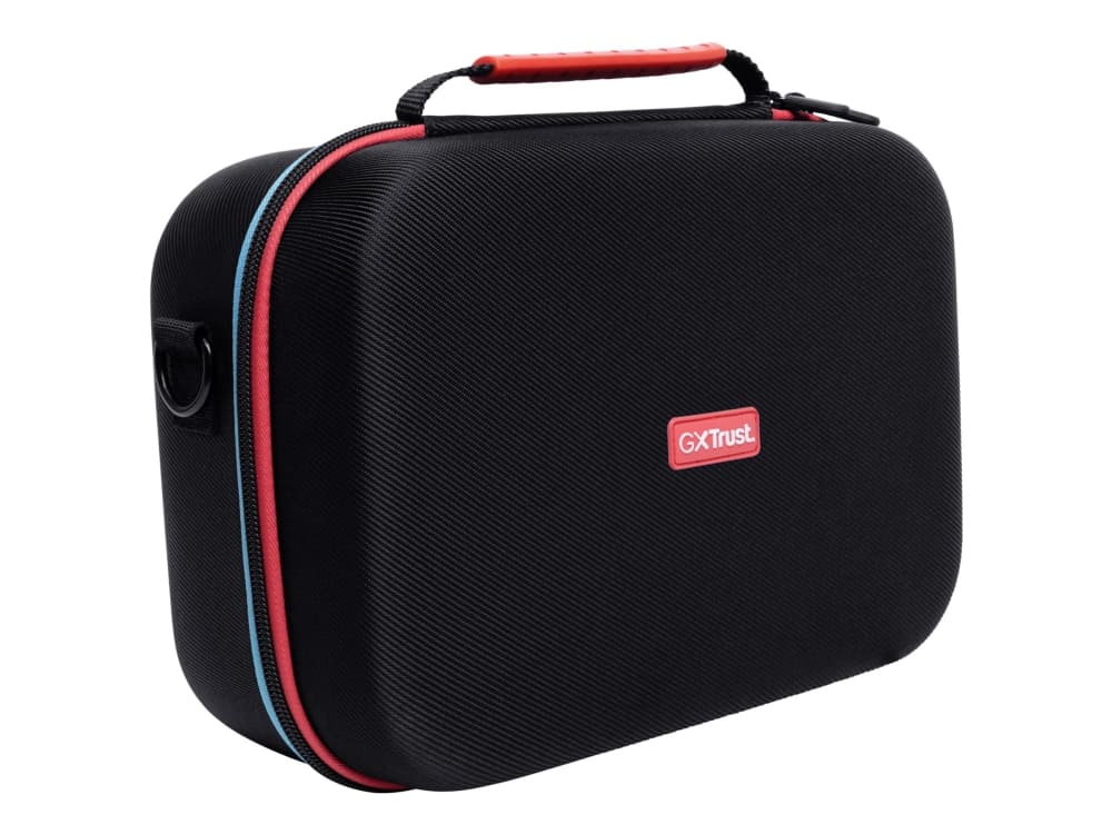 Trust GXT 1247, Hardshell case -kotelo, Nintendo, musta, Sininen, Punainen, Nintendo Switch, Nintendo Switch OLED, Vetoketju, 310 mm