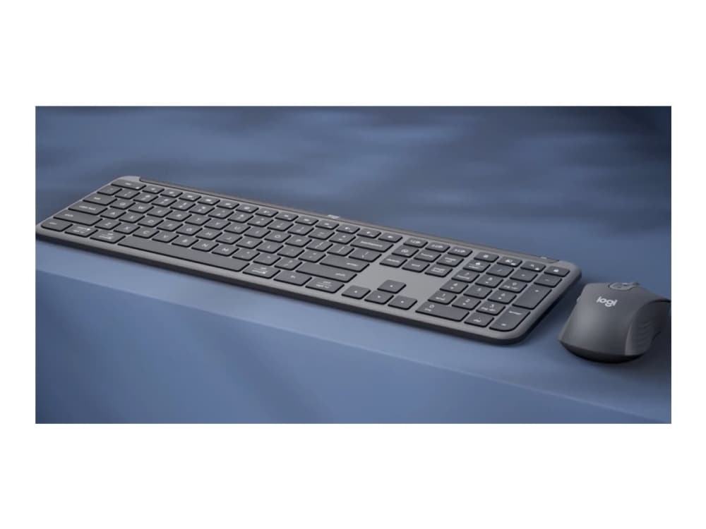 Logitech Signature Slim Combo MK950, Langaton, RF Wireless + Bluetooth, Näppäimen saksikytkin, QWERTY, Grafiitti, Sisältää hiiren
