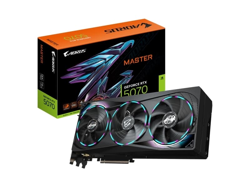 GIGABYTE AORUS GeForce RTX 5070 MASTER 12G, GeForce RTX 5070, 12 GB, GDDR7, 192 bittiä, 7680 x 4320 pikseliä, PCI Express x16 5.0
