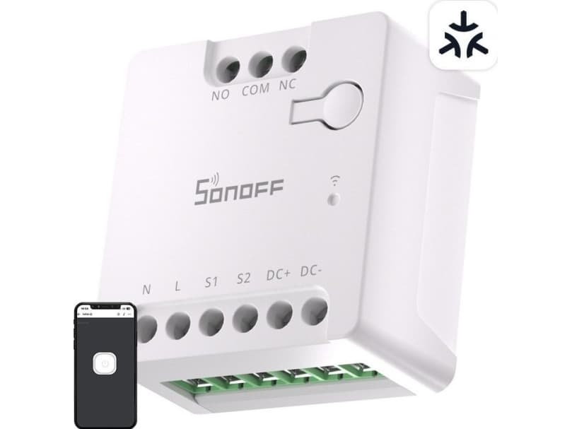 SONOFF MINI-D Matter WiFi-kytkin (AC/DC 12-48V, potentiaalivapaa kosketin) Sonoff