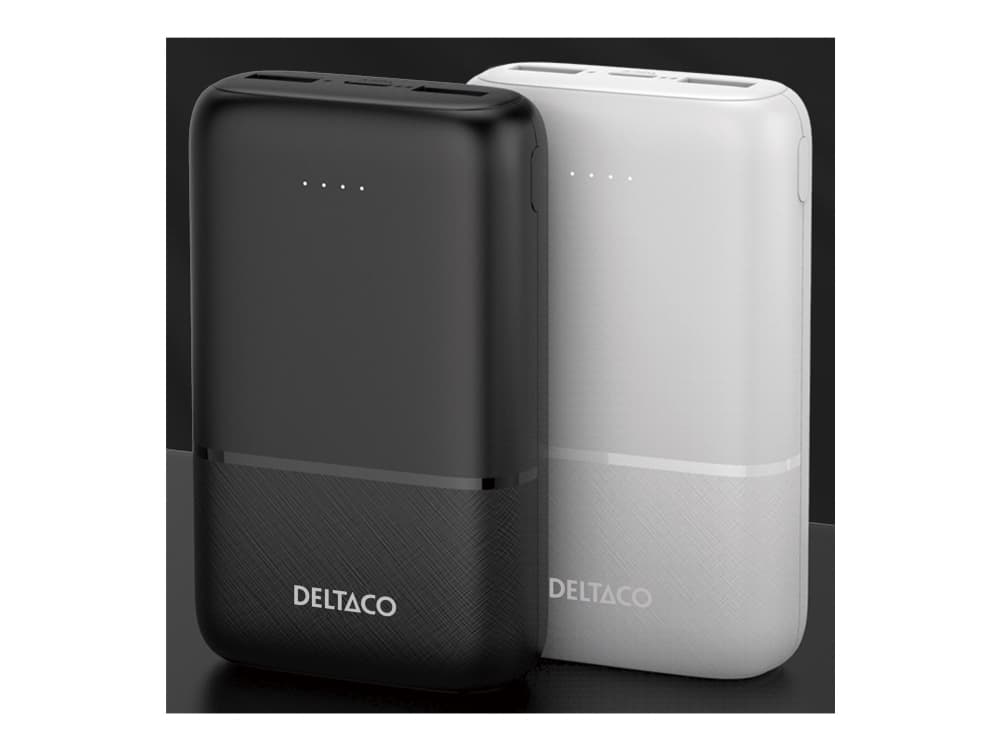 DELTACO ulkoinen akku 10 000 mAh, 2x USB-A, 1x USB-C / PB-C1005