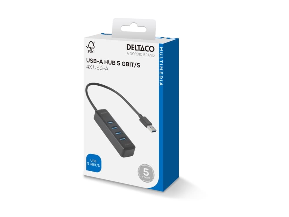 DELTACO - Keskitin - 4 x USB - työpöytätietokoneet