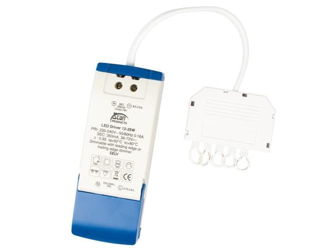 Ohjain 230V himmennettävä 12-25W 350mA.