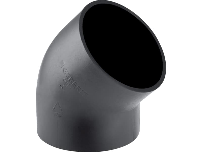 Geberit PEH mutka 45 astetta 160 mm musta