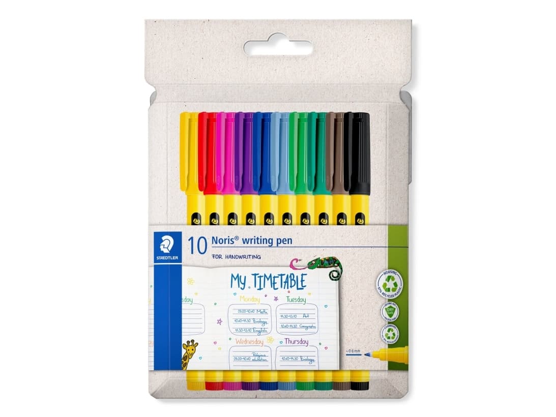 Staedtler Noris 307, Monivärinen, Keltainen, 0,6 mm, Polypropeeni (PP), Pyöreä, Vesipohjainen muste