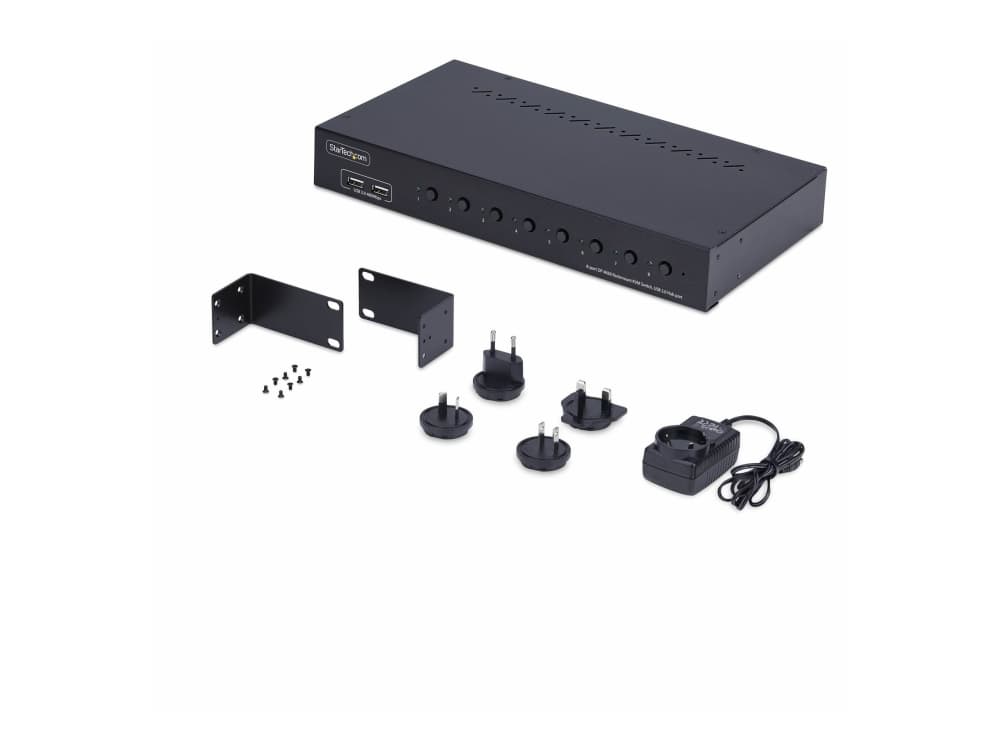 StarTech.com R8AD122-KVM-SWITCH, 3840 x 2160 pikseliä, 4K Ultra HD, Telineasennus, 1U, 36 W, musta