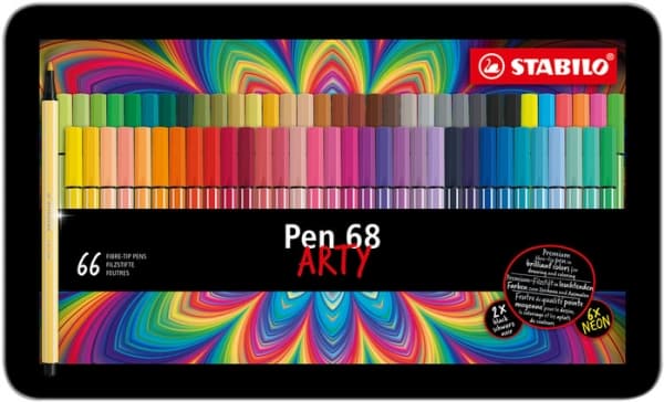 STABILO Pen 68 ARTY, Keskikokoinen, 65 väriä, Monivärinen, Pyöreä pää, 1 mm, Monivärinen