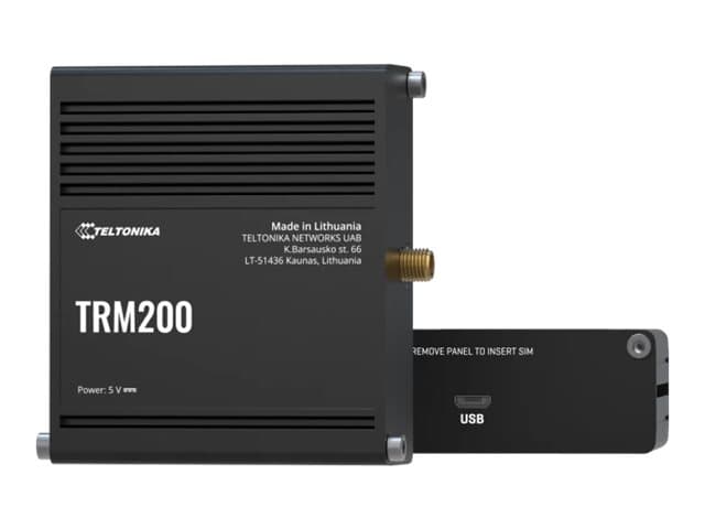 Teltonika TRM200000000, LTE modem, 9375 Kbit/s, Ulkoinen, musta, Verkko, Teho, Micro-USB