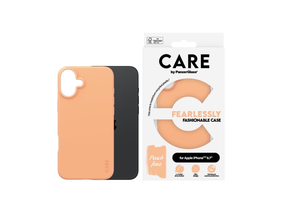PanzerGlass CARE™ by ® Case Peachy iPhone 16 Plus, Suojus, Apple, Apple - iPhone 16 Plus, Vaaleanpunainen