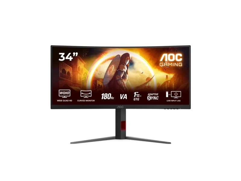 AOC G4 CU34G4, 86,4 cm (34), 3440 x 1440 pikseliä, Wide Quad HD, LED, 1 ms, musta, Punainen
