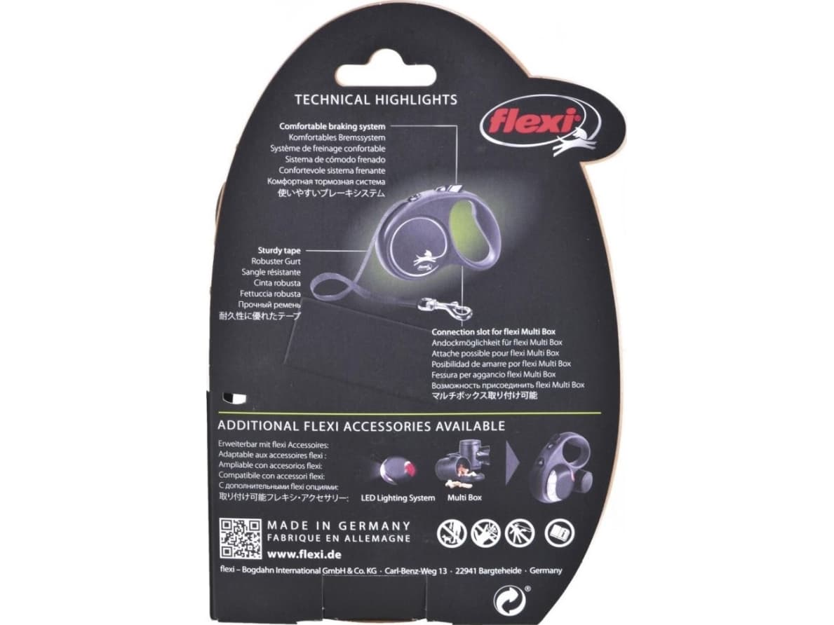 Flexi Black Design S 5 m Fleksibel hundesnor Fleksibel hundesnor