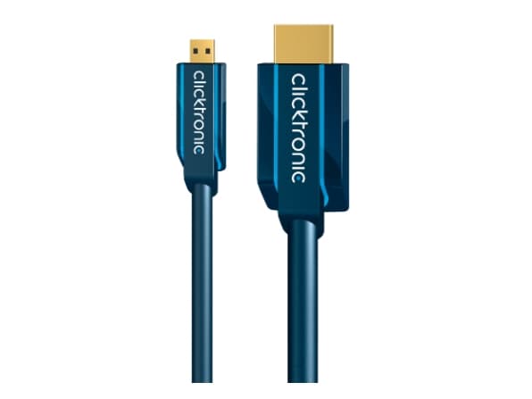 ClickTronic 5m Micro-HDMI-sovitin, 5 m, HDMI Type D (Micro), HDMI Type A (Standard), 10,2 Gbit/sek., Blå