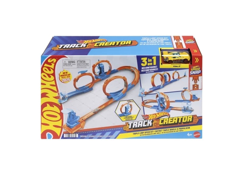 Hot Wheels Track Builder Track Creator Triple Loop Speed Kit, Ajoneuvo ja ratasetti, 4 vuosi/vuosia, Muovi, Monivärinen