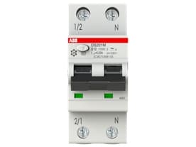 ABB Yhdistelmäkatkaisija, 10A C-ominaisuus, 1-napainen + nollajohdin, vikavirtatyyppi A, laukaisuvirta 30 mA, katkaisukyky Icn 10 kA/Icu 10 kA, 230-240V AC, leveys 35 mm