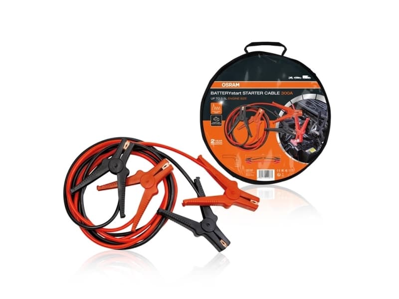 Osram Automotive BATTERYstart STARTTERIKAAPELI 300A Starttikaapelit 16 mm² Alumiini (kuparipäällysteinen) 3 m muovipihdeillä varustettuna