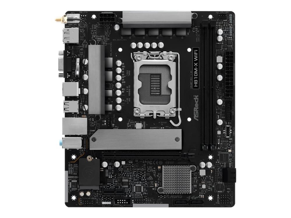 ASRock H810M-X WIFI - Emolevy - micro ATX - LGA1851-asennuspaikka - H810 piirisarja - USB-C 3.2 Gen 1, USB 3.2 Gen 1 - 2.5 Gigabit LAN, Wi-Fi, Bluetooth - sisäinen grafiikka (CPU tarvitaan) - HD Audio (8-kanavainen)