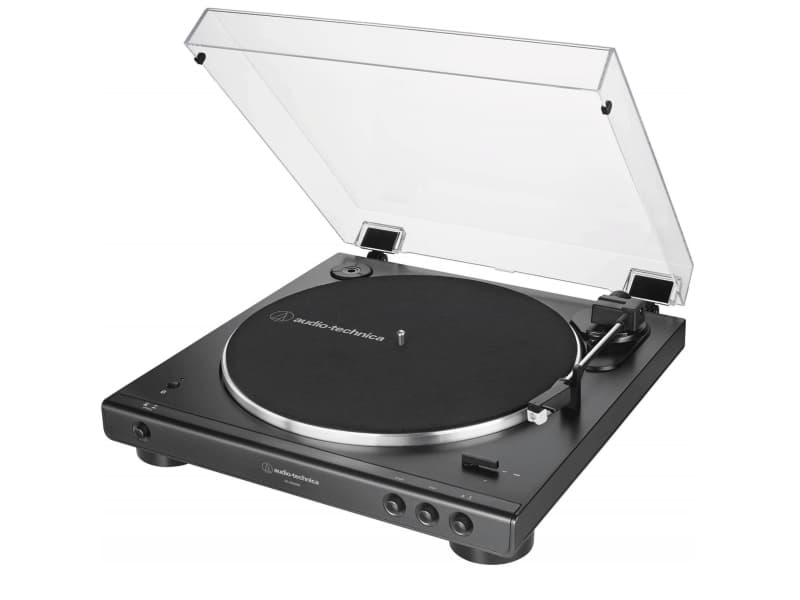Audio-Technica AT-LP60XBT, Hihnakäyttöinen levysoitin, Täysin automaattinen, Musta, Alumiini, 33 1/3,45 RPM, 33 1/3,45 RPM
