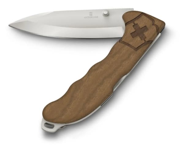 Victorinox Swiss taskuveitsi Hunter Evoke Wood, taittoveitsi puukahvalla varustettuna