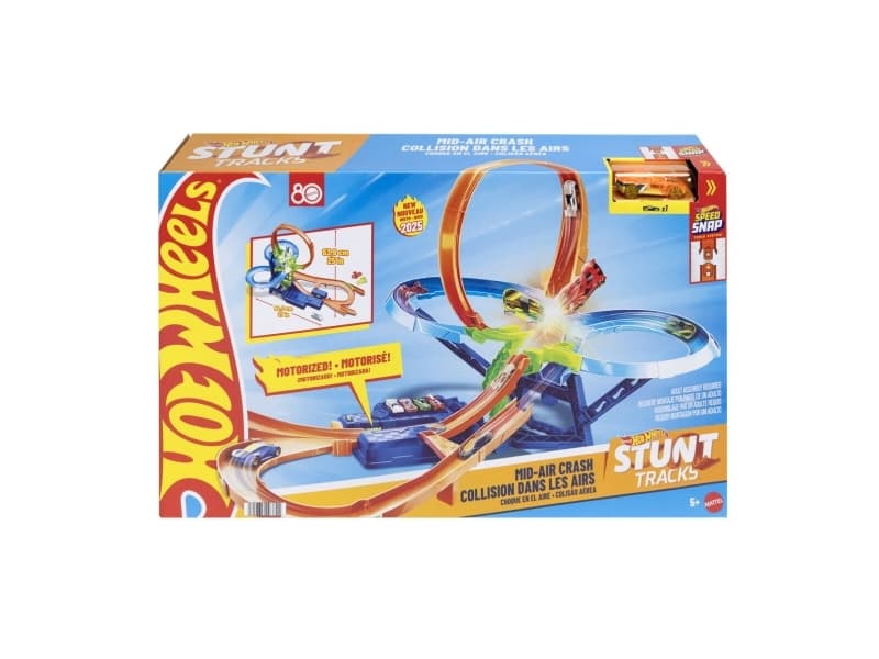 Hot Wheels Action Stunt Tracks Mid-Air Crash, Ajoneuvo ja ratasetti, 5 vuosi/vuosia, D, Muovi, Monivärinen