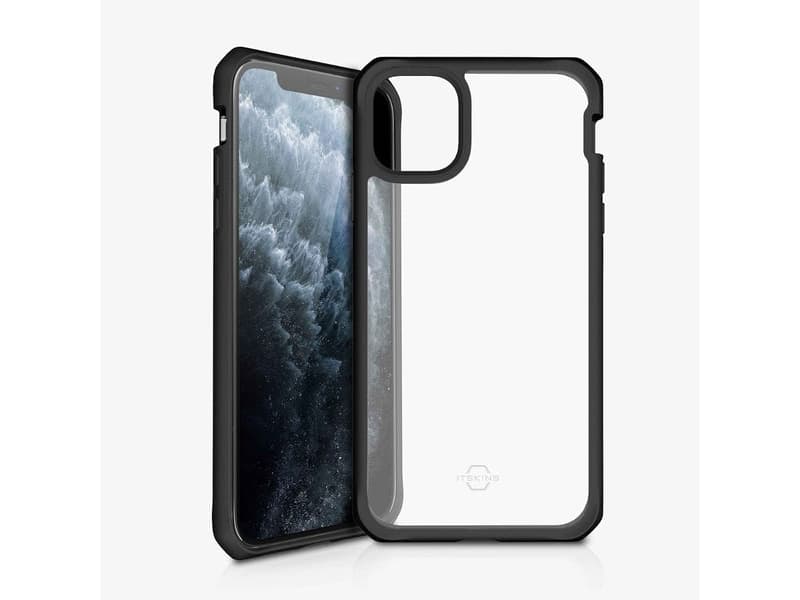 ITSKINS HYBRID SOLID suojakuori iPhone 11 Pro / XS / X®. Musta ja läpinäkyvä