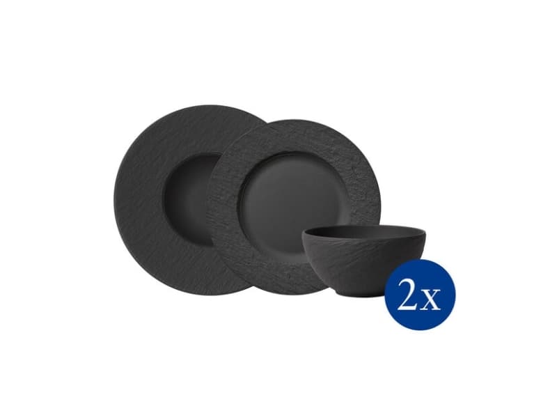 Villeroy & Boch 1042398950, 2 henkilö(t), Posliini, musta, Pyöreä, 27,1 cm, 6 kpl