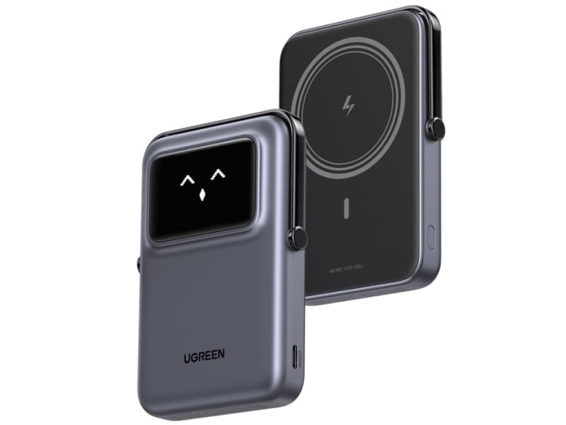 Ugreen UNO, 10000 mAh, Langaton lataaminen, 20 W, musta