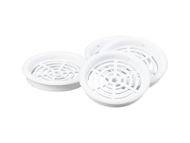 Duka-kaappiristikko tyyppi 61.2 - PVC, Valkoinen, Ø60 mm, Pakattu 4 kpl pusseihin.