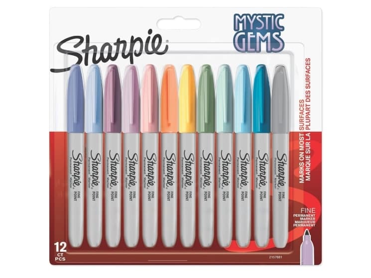 Sharpie permanent marker pyöreä kärki F 0,9mm jalokiviväri 12 kpl läpipainopakkaus