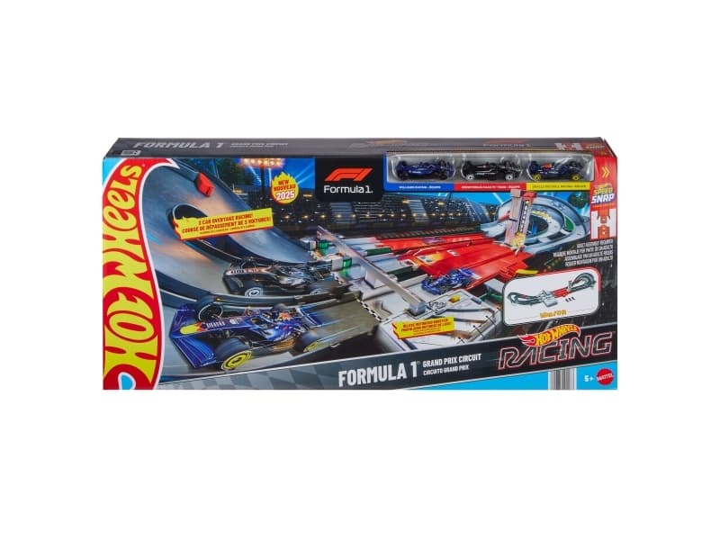 Hot Wheels Racing Formula 1 Grand Prix Circuit, Kilpa-ajoneuvo ja ratasetti, 5 vuosi/vuosia, D, Muovi, Monivärinen