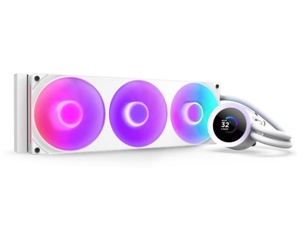NZXT Kraken Plus 360 RGB, All-in-one-nesteenjäähdytin, 500 RPM, 2400 RPM, Valkoinen