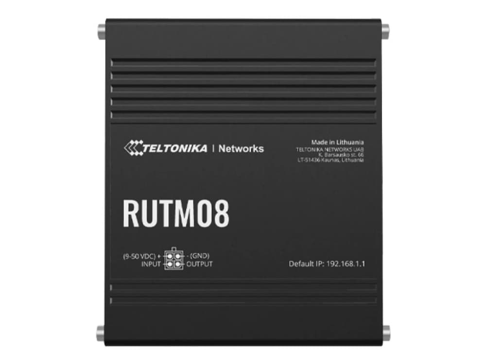 Teltonika RUTM08, Ethernet WAN, Gigabitti Ethernet, SIM-korttipaikka, musta