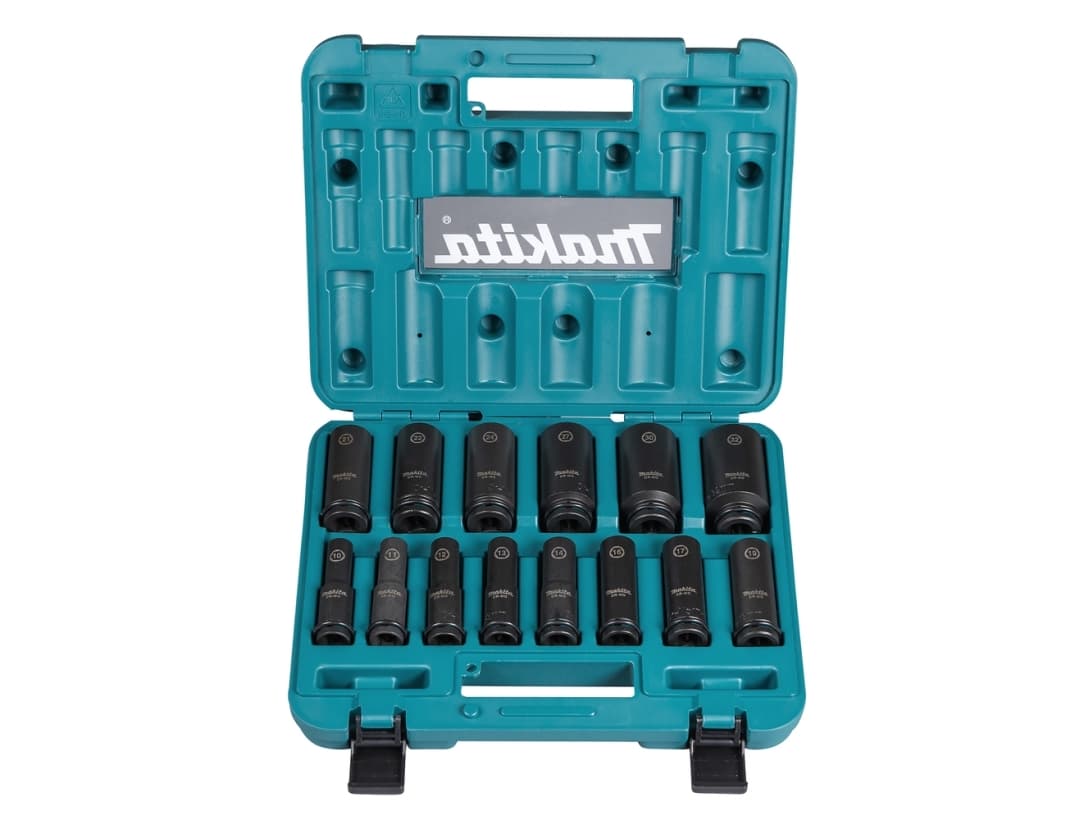 Makita E-16586, Iskuhylsysarja, musta, Vihreä, 14 pää(t), 1/2, Metrinen, 10,11,12,13,14,16,17,19,21,22,24,27,30,32 mm