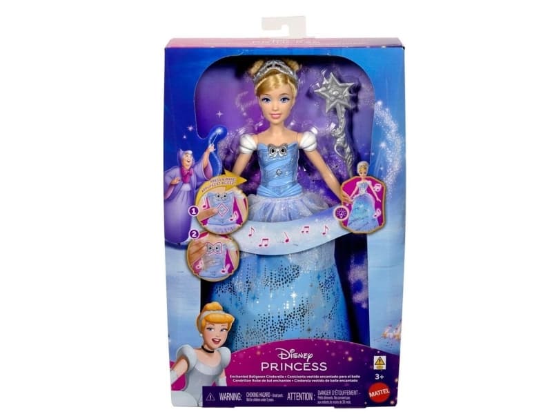 Disney Princess Enchanted Ballgown Cinderella -nukke, Muotinukke, Naaras, 3 vuosi/vuosia, Tyttö, Tuottaa ääntä, 255,8 mm