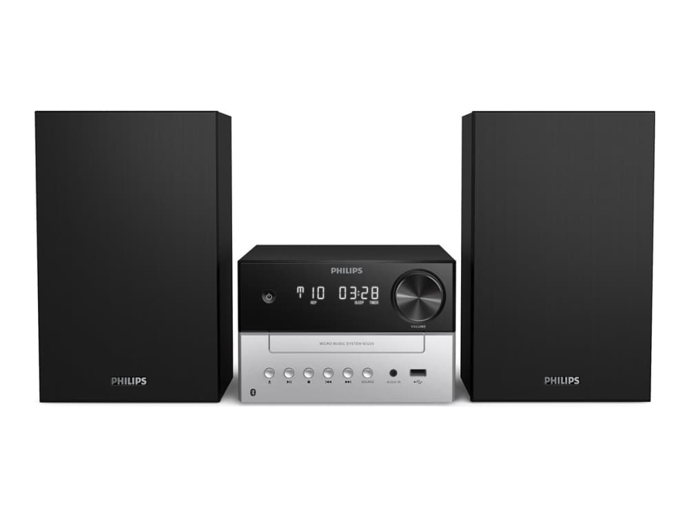 Philips TAM3205M2, Kodin mikroaudiojärjestelmä, musta, Hopea, 20 W, 7,62 cm, 6 O, 66 - 20000 Hz