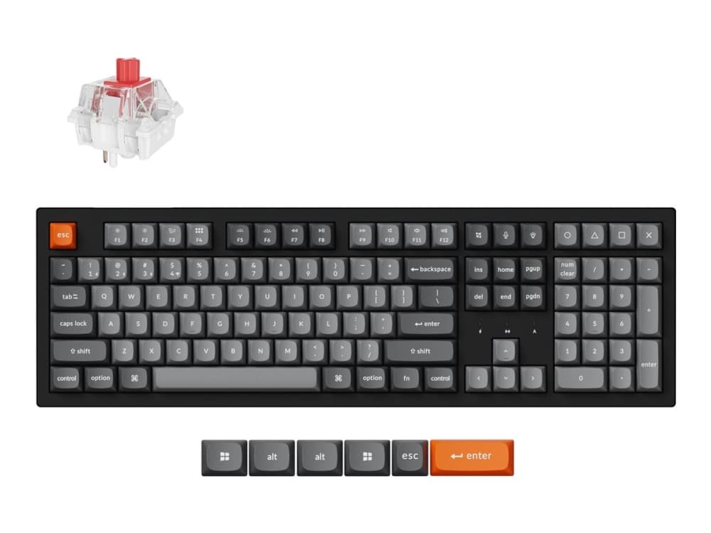 Keychron K10 Max - Näppäimistö - QMK , mekaaninen - 100% - taustavalaistu - langaton - Bluetooth 5.2, 2.4 GHz, USB-C - QWERTY - USA - näppäinkytkin: Keychron Super Red