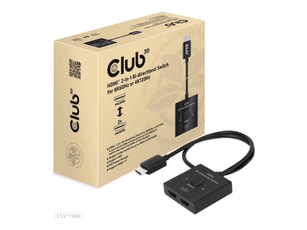 CLUB3D CSV-1384, 7680 x 4320 pikseliä, 8K Ultra HD, musta