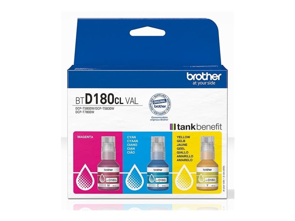 Brother BTD180CLVAL, Alkuperäinen, Syaani, Magenta, Keltainen, Brother, DCP-T580DW, DCP-T583DW, DCP-T780DW, 5000 sivua, 3 kpl