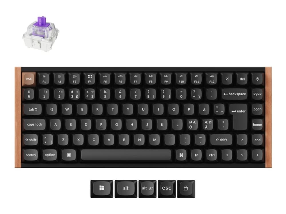 Keychron K2 HE - Special Edition ISO - tastatur - magneettikytkin custom - 75% - taustavalaistu - trådløs - 2.4 GHz, USB, Bluetooth 5.2 - QWERTY - Nordisk - tastkontakt: Gateron Double-Rail Nebula (hot-swappable) - lajittelu