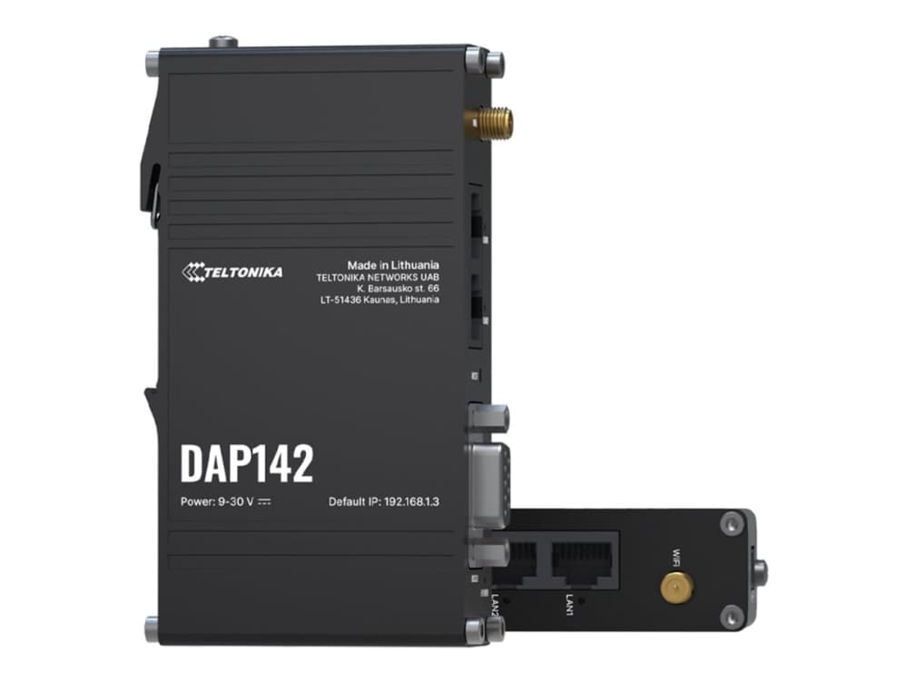 Teltonika DAP142, 2,4 GHz, 300 Mbit/s, OWE, WPA-EAP, WPA-PSK, WPA2-EAP, WPA2-PSK, WPA3-EAP, WPA3-SAE, 10 100 Mbit/s