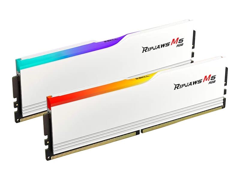 G.Skill Ripjaws M5 RGB - DDR5 - Sarja - 64 Gt: 2 x 32 Gt - DIMM 288-PIN - 5200 MT/s / PC5-41600 - CL40 - 1,10 V - puskuroimaton - ei-ECC - valkoinen matta