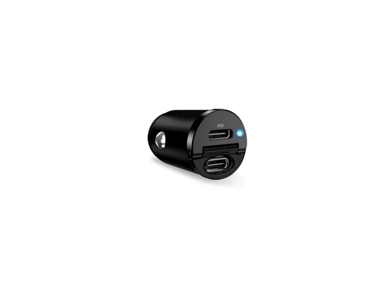 PURO Mini Car Fast Charger - 2 x USB-C Power Delivery 30 W autolaturi (musta)