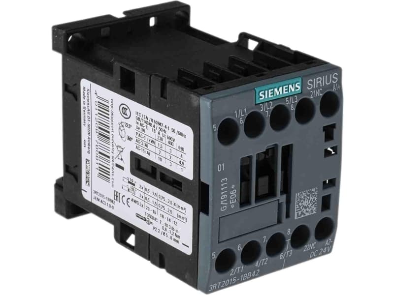 Siemens 3RT2015-1BB42 Kontaktori 3 x katkaisija 3 kW 24 V/DC 7 A apukoskettimella 1 kpl 1 kpl