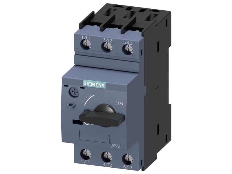 Siemens 3RV2021-1GA10 Katkaisija 1 kpl Asetusalue (virta): 4,5 - 6,3 A Kytkentäjännite (max.): 690 V/AC (L x K x S) 45 x 97 x 97 mm