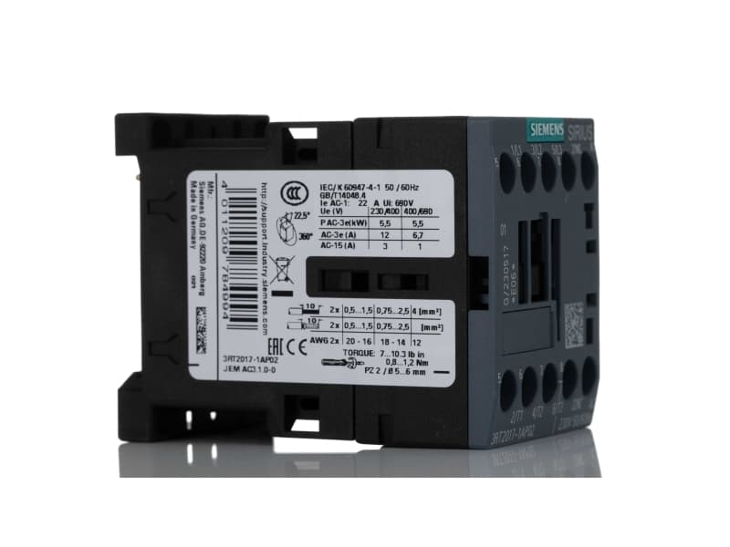 Siemens 3RT2017-1AP02 Kontaktori 3 x katkaisija 5,5 kW 230 V/AC 12 A apukoskettimella 1 kpl 1 kpl