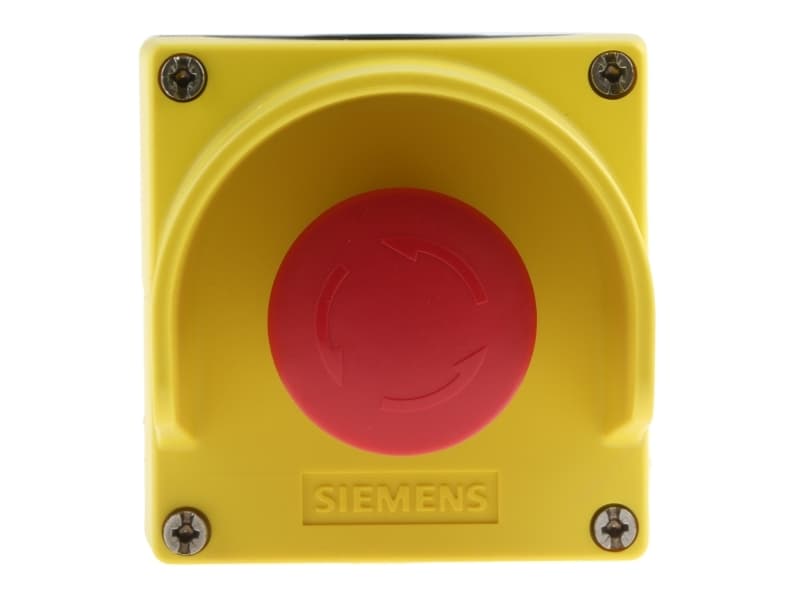 Siemens 3SU1801-0NA00-2AC2 Iskukytkin (varpaanhattu) kotelossa, suojakauluksella Keltainen Kääntymisen vapautus 1 kpl